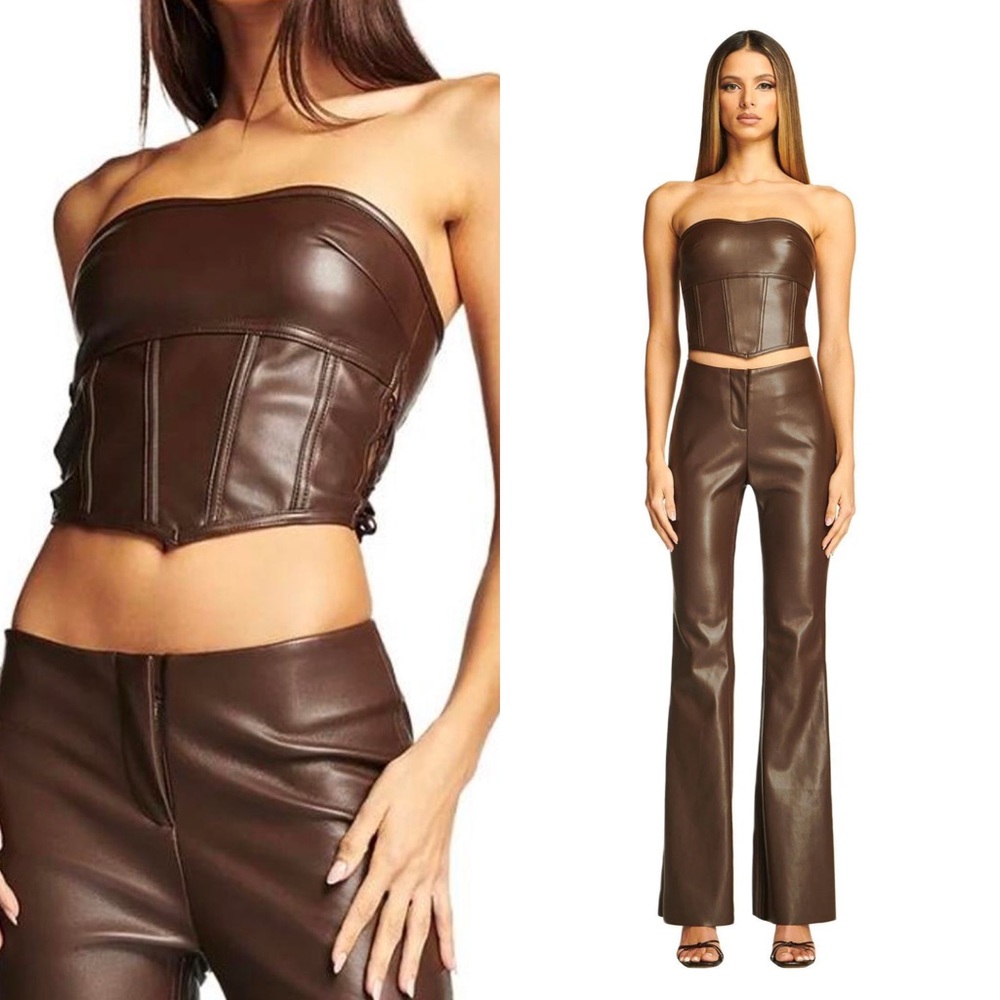 NWT I AM GIA “Vena” Strapless Corset Top in Chocolate
